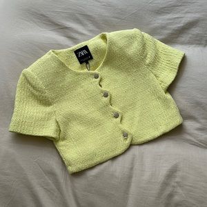 NWT Zara Crop Tweed Blazer | XS